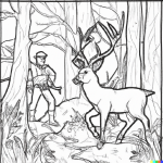 DALL·E 2024-01-17 18.13.49 - a coloring book page of a young deer hunter walking through the woods